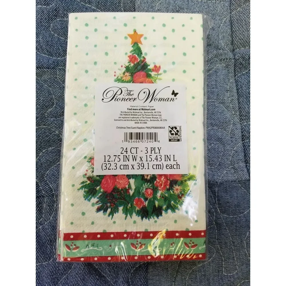 Pioneer Woman Christmas Tree 24 Count 3 Ply Paper Guest Napkins Holiday PartyNEW